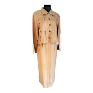 Vtg Linen Lagenlook Minimalist Top Maxi Skirt Set Size L Coastal Euro Summer